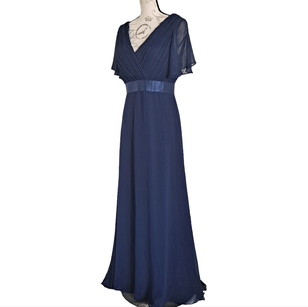 SOLD Ever Pretty navy blue long formal A line maxi prom Bridesmaid dress XL - Picture 11 of 17